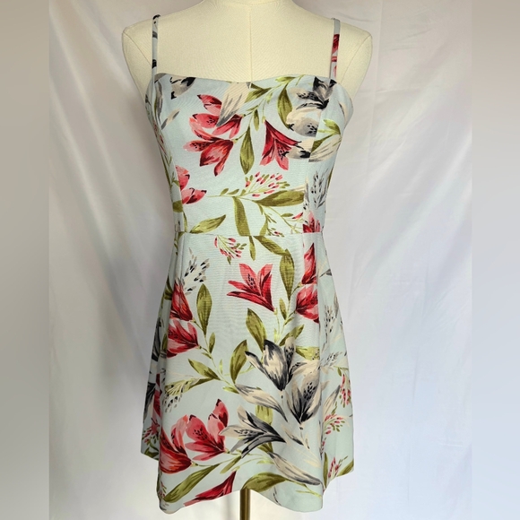 French Connection Dresses & Skirts - French Connection Cadencia Whisper Floral Print Minidress Light Blue